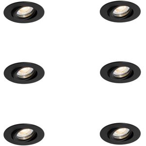 QAZQA Set of 6 Recessed Spotlights Black Tiltable 6.5cm Incl. LED IP54 Ultra Slim - Pupil QAZQA Set of 6 Recessed Spotlights Black Tiltable 6.5cm Incl. LED IP54 Ultra Slim - Pupil