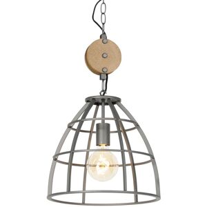 Qazqa - Smart Pendant Light Dark Grey with Wood 34 cm Incl. Wifi G95 - Arthur Qazqa - Smart Pendant Light Dark Grey with Wood 34 cm Incl. Wifi G95 - Arthur