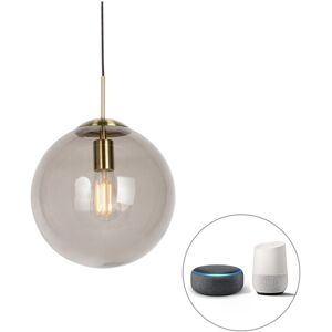 Qazqa Moderno Smart Pendant Light - 30cm Smoke Glass - E27 Qazqa Moderno Smart Pendant Light - 30cm Smoke Glass - E27