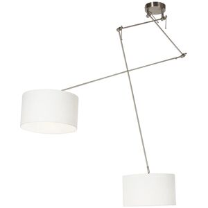 Qazqa - Smart Pendant Light Steel with Shade 35 cm White Incl. 2 Wifi A60 - Blitz Qazqa - Smart Pendant Light Steel with Shade 35 cm White Incl. 2 Wifi A60 - Blitz