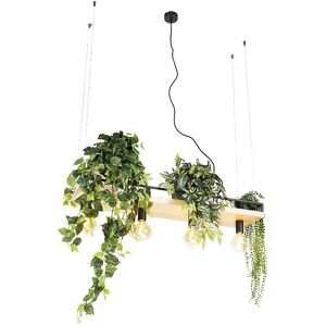 QAZQA Smart Pendant Light Black with Wood 4-Light Incl. Wifi G95 - Shelf QAZQA Smart Pendant Light Black with Wood 4-Light Incl. Wifi G95 - Shelf