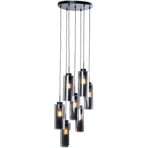 QAZQA Smart Pendant Lamp Black with Smoke Glass 7-Lights Incl. 7 Wifi ST64 - Laura QAZQA Smart Pendant Lamp Black with Smoke Glass 7-Lights Incl. 7 Wifi ST64 - Laura
