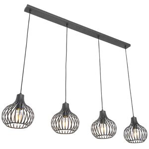 QAZQA Smart Pendant Lamp Black 4-Lights Incl. 4 Wifi G95 - Saffira QAZQA Smart Pendant Lamp Black 4-Lights Incl. 4 Wifi G95 - Saffira