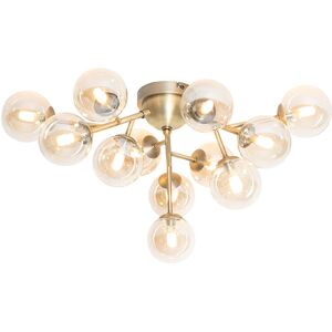 Qazqa Bianca Amber Glass Smart Ceiling Light - 12 Lights Qazqa Bianca Amber Glass Smart Ceiling Light - 12 Lights