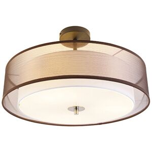 QAZQA Smart Ceiling Light Brown White 50cm 3 Lights WiFi - Drum Duo QAZQA Smart Ceiling Light Brown White 50cm 3 Lights WiFi - Drum Duo
