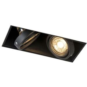 Qazqa Modern Black Recessed Light 2-bulb WiFi GU10 Trimless - oneon Steel Rectangular Suitable for LED Max 2 x 5W - Black - Qazqa Qazqa Modern Black Recessed Light 2-bulb WiFi GU10 Trimless - oneon Steel Rectangular Suitable for LED Max 2 x 5W - Black - Qazqa