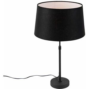 QAZQA Table Lamp Black with Linen Lampshade Black 35 cm Adjustable - Parte QAZQA Table Lamp Black with Linen Lampshade Black 35 cm Adjustable - Parte