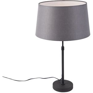 QAZQA Table Lamp Black with Linen Lampshade Grey 35 cm Adjustable - Parte QAZQA Table Lamp Black with Linen Lampshade Grey 35 cm Adjustable - Parte