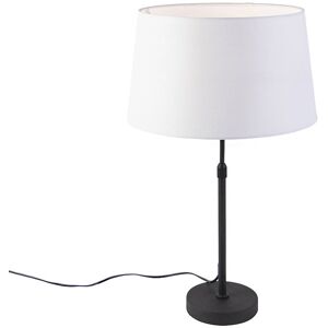 QAZQA Table Lamp Black with Linen Lampshade White 35 cm Adjustable - Parte QAZQA Table Lamp Black with Linen Lampshade White 35 cm Adjustable - Parte