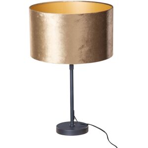QAZQA Table Lamp Black with Velvet Shade Bronze 35cm - Parte QAZQA Table Lamp Black with Velvet Shade Bronze 35cm - Parte