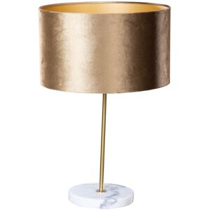 QAZQA Table Lamp Brass with Brown Velvet Shade 35cm - Kaso QAZQA Table Lamp Brass with Brown Velvet Shade 35cm - Kaso