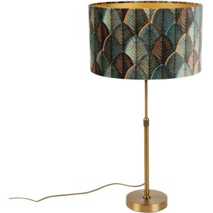 Qazqa - Table Lamp Bronze with Velvet Lampshade Leaf Design with Gold Interior - Parte Qazqa - Table Lamp Bronze with Velvet Lampshade Leaf Design with Gold Interior - Parte