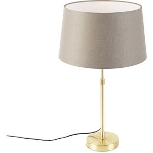QAZQA Table Lamp Gold/Brass with Linen Lampshade Taupe 35 cm - Parte QAZQA Table Lamp Gold/Brass with Linen Lampshade Taupe 35 cm - Parte
