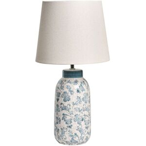 BELIANI Table Lamp LEMPA Ceramic White/ Blue BELIANI Table Lamp LEMPA Ceramic White/ Blue