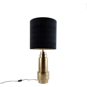 QAZQA Art Deco Bronze Table Lamp with Black Velvet Shade - 40cm QAZQA Art Deco Bronze Table Lamp with Black Velvet Shade - 40cm