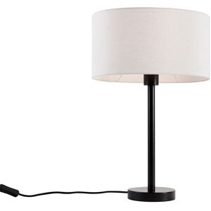 Qazqa - Table Lamp Black with Oval Linen Shade White 35cm - Simplo Qazqa - Table Lamp Black with Oval Linen Shade White 35cm - Simplo
