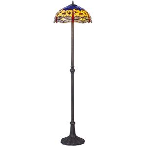 Litecraft - Tiffany by Tiff Floor Lamp 2 Arm With Dragonfly Shade - Antique Brass Litecraft - Tiffany by Tiff Floor Lamp 2 Arm With Dragonfly Shade - Antique Brass