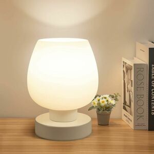 DEWDAT Touch Bedside Table Lamp - Modern Small Lamp for Bedroom, Living Room, Bedside Table, Desk Lamp with White Opal Glass Shade, Warm led Bulb, 3-Way DEWDAT Touch Bedside Table Lamp - Modern Small Lamp for Bedroom, Living Room, Bedside Table, Desk Lamp with White Opal Glass Shade, Warm led Bulb, 3-Way