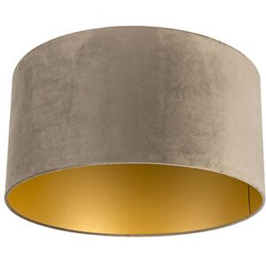 QAZQA - Velvet Taupe Lamp Shade - 50/50/25 - Round/Cylinder - Interior QAZQA - Velvet Taupe Lamp Shade - 50/50/25 - Round/Cylinder - Interior