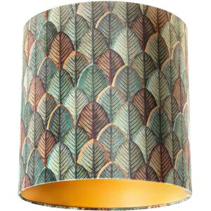 QAZQA Velvet Lampshade Leaf Design with Gold Interior 40/40/40 QAZQA Velvet Lampshade Leaf Design with Gold Interior 40/40/40