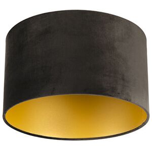 QAZQA Velvet Lampshade Black 35/35/20 with Gold Interior QAZQA Velvet Lampshade Black 35/35/20 with Gold Interior