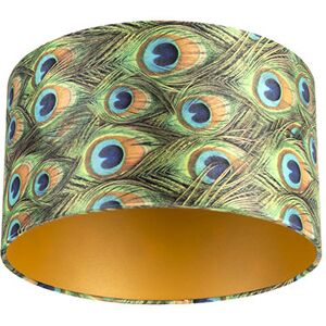 QAZQA Velvet Lampshade Peacock Design 35/35/20 with Gold Interior QAZQA Velvet Lampshade Peacock Design 35/35/20 with Gold Interior