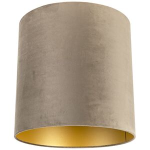 QAZQA Velvet Lampshade Taupe 40/40/40 with Gold Interior QAZQA Velvet Lampshade Taupe 40/40/40 with Gold Interior