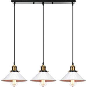 NORCKS Vintage 3 Lights Ceiling Light Industrial Pendant Lights Retro Hanging Lamp, Iron Metal Ceiling Light,Ø22CM, White For Bar Corridor Kitchen NORCKS Vintage 3 Lights Ceiling Light Industrial Pendant Lights Retro Hanging Lamp, Iron Metal Ceiling Light,Ø22CM, White For Bar Corridor Kitchen