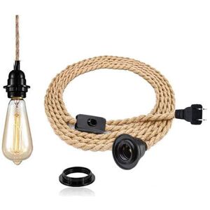 Mumu - Vintage 4.5 meter hemp rope chandelier - Retro E27 socket with switch Rope pendant lamp Mumu - Vintage 4.5 meter hemp rope chandelier - Retro E27 socket with switch Rope pendant lamp