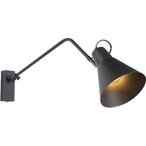 QAZQA Design Wall Light Black Adjustable - Luna QAZQA Design Wall Light Black Adjustable - Luna