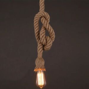 Wottes - Vintage Chandelier Industrial Ceiling Pendant Light Hemp Rope Hanging Lamp 150cm Height Adjustable Wottes - Vintage Chandelier Industrial Ceiling Pendant Light Hemp Rope Hanging Lamp 150cm Height Adjustable