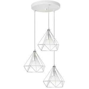 NORCKS Vintage Creative Pendant Lights Diamond Shape Pendant Light Retro Nordic Chandelier 3 Lights Ceiling Light 20CM Cage Ceiling Light White NORCKS Vintage Creative Pendant Lights Diamond Shape Pendant Light Retro Nordic Chandelier 3 Lights Ceiling Light 20CM Cage Ceiling Light White