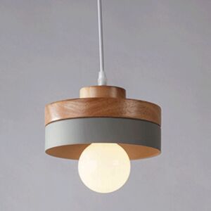 WOTTES Vintage Industrial Ceiling Pendant Light Fixture Metal Wooden Hanging Lamp Grey Round Chandelier Lampshade WOTTES Vintage Industrial Ceiling Pendant Light Fixture Metal Wooden Hanging Lamp Grey Round Chandelier Lampshade