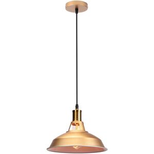 AXHUP Vintage Metal Chandelier, Hanging Light with Dome Lampshade, Retro Industrial Pendant Light Ø27cm Gold and White, 1PCS AXHUP Vintage Metal Chandelier, Hanging Light with Dome Lampshade, Retro Industrial Pendant Light Ø27cm Gold and White, 1PCS