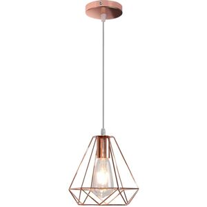 AXHUP Vintage Pendant Light Industial Ø20cm Diamond Cage Chanderlier Minimalist Metal Lampshade Hanging Ceiling Lamp for Kitchen Island (Rose Gold) 1PCS AXHUP Vintage Pendant Light Industial Ø20cm Diamond Cage Chanderlier Minimalist Metal Lampshade Hanging Ceiling Lamp for Kitchen Island (Rose Gold) 1PCS
