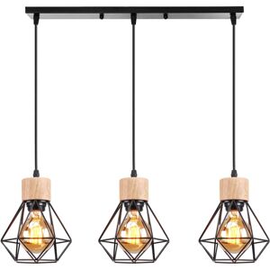 NORCKS Vintage Pendant Light Retro Pendant Light Black 3 Lights Ceiling Light Modern Indoor Pendant Light Metal Wood Pendant Lights NORCKS Vintage Pendant Light Retro Pendant Light Black 3 Lights Ceiling Light Modern Indoor Pendant Light Metal Wood Pendant Lights