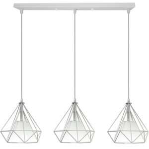 STOEX Vintage Pendant Light Retro Pendant Lights, 3 Lamp Holders E27, 20CM Metal Cage Ceiling Lights Diamond Shape Pendant Lights White STOEX Vintage Pendant Light Retro Pendant Lights, 3 Lamp Holders E27, 20CM Metal Cage Ceiling Lights Diamond Shape Pendant Lights White