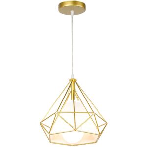 NORCKS Vintage Pendant Lights Retro Pendant Light Modern Hanging Lamp Iron Metal Ceiling Light E27 25CM Diamond Shape Ceiling Light Gold NORCKS Vintage Pendant Lights Retro Pendant Light Modern Hanging Lamp Iron Metal Ceiling Light E27 25CM Diamond Shape Ceiling Light Gold