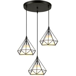 NORCKS Vintage Retro Pendant Lights 3 Lights Ceiling Light 20CM Cage Ceiling Light Black Creative Nordic Chandelier Diamond Shape Pendant Light NORCKS Vintage Retro Pendant Lights 3 Lights Ceiling Light 20CM Cage Ceiling Light Black Creative Nordic Chandelier Diamond Shape Pendant Light