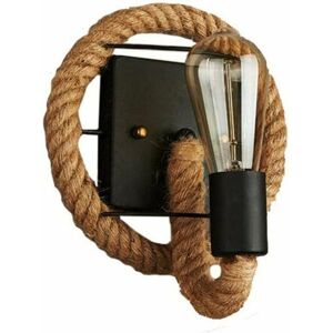 HOOPZI Vintage-retro wall light in the shape of an American style hemp rope - Industrial lamp in iron - For bars, lofts, restaurants, corridors, balconies HOOPZI Vintage-retro wall light in the shape of an American style hemp rope - Industrial lamp in iron - For bars, lofts, restaurants, corridors, balconies
