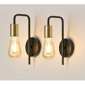 LINGHHANG Vintage Wall Sconce 2 Pack, Industrial Indoor Wall Lamp, Retro Iron Wall Spotlight for Bedroom Hallway Bar, Black, No Bulb LINGHHANG Vintage Wall Sconce 2 Pack, Industrial Indoor Wall Lamp, Retro Iron Wall Spotlight for Bedroom Hallway Bar, Black, No Bulb