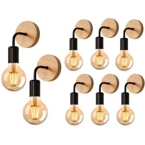 BEIJIYI Vintage Wooden Wall Sconces, Industrial E27 Indoor Wall Lamps for Bedroom, Living Room, Stairs, Hallway (Bulbs Not Included) BEIJIYI Vintage Wooden Wall Sconces, Industrial E27 Indoor Wall Lamps for Bedroom, Living Room, Stairs, Hallway (Bulbs Not Included)