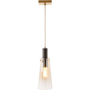 Litecraft - Visconte Atrani Ceiling Pendant 1 Light with Champagne Tint Shade - Brass, Black Litecraft - Visconte Atrani Ceiling Pendant 1 Light with Champagne Tint Shade - Brass, Black