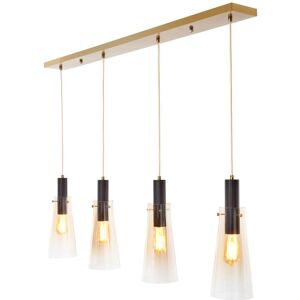 Litecraft - Visconte Atrani Ceiling Pendant Bar 4 Light with Champagne Shades - Brass, Black Litecraft - Visconte Atrani Ceiling Pendant Bar 4 Light with Champagne Shades - Brass, Black