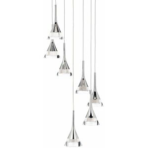 LITECRAFT Visconte Gem Ceiling Pendant led 7 Light With Conical Glass Shade - Chrome - Chrome LITECRAFT Visconte Gem Ceiling Pendant led 7 Light With Conical Glass Shade - Chrome - Chrome