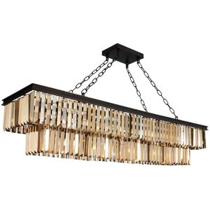LITECRAFT Visconte Ingot Ceiling Pendant 9 Light With 2 Tier Crystal Effect Shade - Bronze LITECRAFT Visconte Ingot Ceiling Pendant 9 Light With 2 Tier Crystal Effect Shade - Bronze