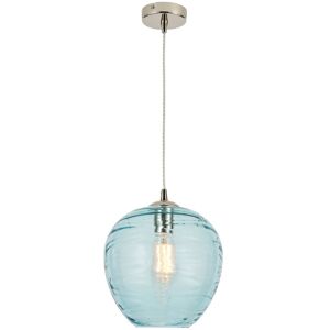 Litecraft - Visconte Sarno Ceiling Pendant 1 Light with Blue Glass Shade - Polished Nickel Litecraft - Visconte Sarno Ceiling Pendant 1 Light with Blue Glass Shade - Polished Nickel