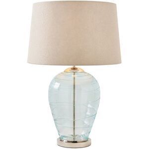 Litecraft - Visconte Sarno Table Lamp Glass Base With Ivory Tapered Shade - Blue, Nickel Litecraft - Visconte Sarno Table Lamp Glass Base With Ivory Tapered Shade - Blue, Nickel