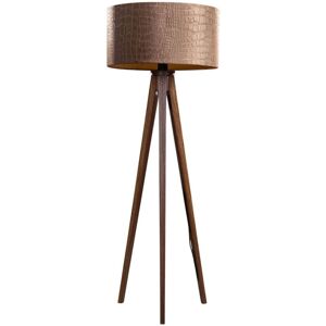 Qazqa - Tripod Floor Lamp Walnut Wood with Velvet Shade Crocodile 50cm - Tripod Classic Qazqa - Tripod Floor Lamp Walnut Wood with Velvet Shade Crocodile 50cm - Tripod Classic