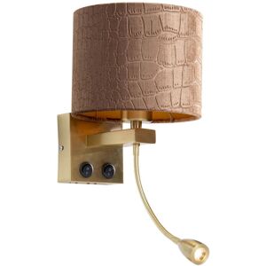 QAZQA Wall Lamp Bronze with Velvet Shade Crocodile Design 18cm - Brescia QAZQA Wall Lamp Bronze with Velvet Shade Crocodile Design 18cm - Brescia
